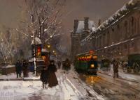 Edouard Cortes - Quai du Louvre in Winter